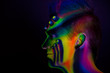 Man with fluorescent bodyart