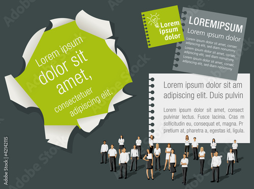 Vektor: Green and gray template for advertising with business people Green and gray template for advertising with business people