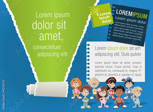 Vector: Colorful template for advertising brochure with children Colorful template for advertising brochure with children