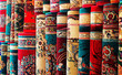 Persian blankets at a market