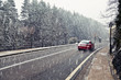 Car in a snowy road