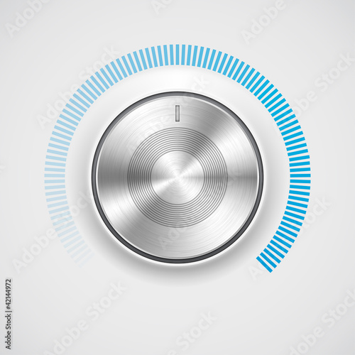 Vector: Volume button (music knob) with metal texture (chrome) Volume button (music knob) with metal texture (chrome)