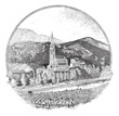 Basilica of our Lady of the Rosary in Lourdes, France, vintage e