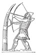 Mantlet Holder accompanied by an Archer, vintage engraving