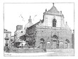 Cathedral of Messina, in Sicily, Italy, vintage engraving