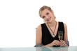 beautiful woman drinking champagne
