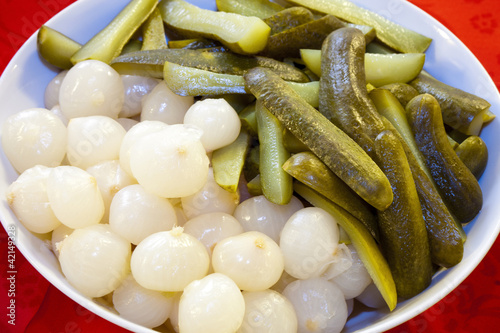 Photo: pearl onions and pickles pearl onions and pickles