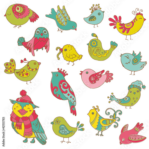 Vector: Colorful Birds Doodle Collection - hand drawn in vector - for de Colorful Birds Doodle Collection - hand drawn in vector - for de