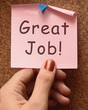 Great Job Note Shows Praise Or Approval