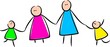 Cute Stick Family Holding Hands