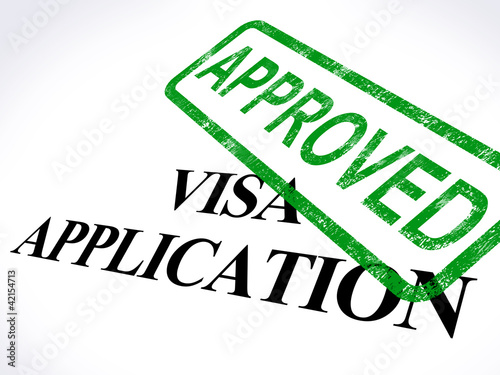 Illustration: Visa Application Approved Stamp Shows Entry Admission Authorized Visa Application Approved Stamp Shows Entry Admission Authorized