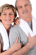 Photo: mature couple resting after fitness mature couple resting after fitness