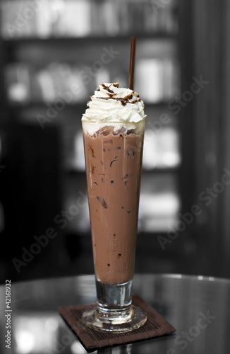 Photo: Ice chocolate on top with whip cream Ice chocolate on top with whip cream