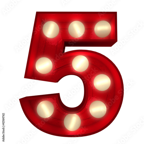 Illustration: Glowing 5 on white Glowing 5 on white