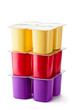Photo: Assorted plastic containers for dairy products with foil lid Assorted plastic containers for dairy products with foil lid