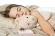 Photo: Petite fille dort avec doudou Petite fille dort avec doudou
