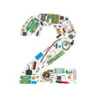 Number "2" made of electronic components
