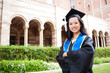 Beautiful young asian woman in graduation cap and gown