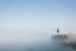 canvas print picture - Gibraltar Lighthouse in the Mist
