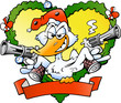 Vector: Hand-drawn Vector illustration of an angry christmas duck Hand-drawn Vector illustration of an angry christmas duck