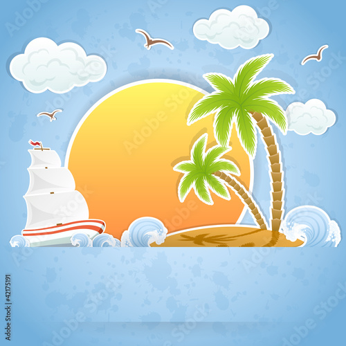 Vector: Island in ocean Island in ocean