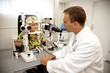 Doctor,examining a patient in ophthalmology clinic