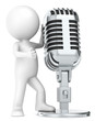 3D little human character The Star, with a Retro Microphone.