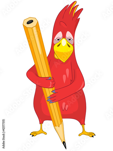 Vektor: Funny Parrot. Writer. Funny Parrot. Writer.