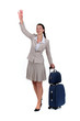 Woman waving goodbye