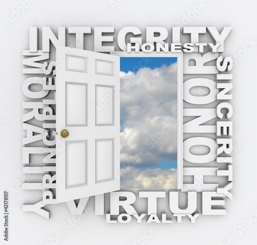 Illustration: Integrity Words Door Opens for Honor Principles Integrity Words Door Opens for Honor Principles