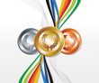 Vector: Gold, silver and bronze medal with ribbons background Gold, silver and bronze medal with ribbons background