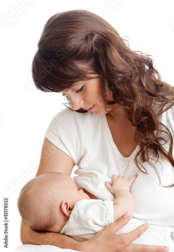 Foto: young mother breast feeding her infant young mother breast feeding her infant