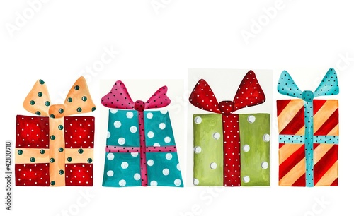 Illustration: Set of gift wraps. Watercolors on paper Set of gift wraps. Watercolors on paper