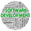 Software development concept in tag cloud