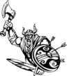 Nordic viking - black white vector illustration. Vinyl-ready.