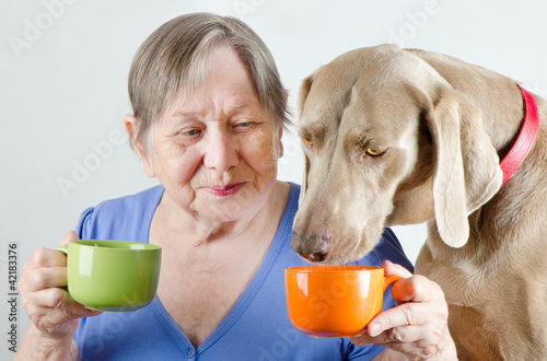 Photo: Senior woman and dog Senior woman and dog