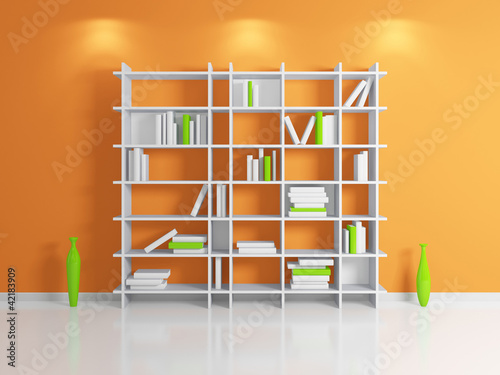 Illustration: Modern bookshelf. Modern bookshelf.
