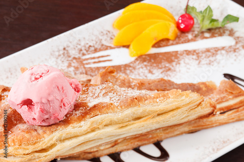 Photo: apple strudel with ice cream apple strudel with ice cream