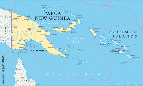 Vektor: Papua New Guinea and Solomon Islands - Map Papua New Guinea and Solomon Islands - Map