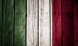 Italy flag painted on wood background