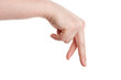 A female hand showing the walking fingers.