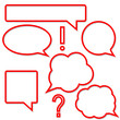 Set of bright red speech bubbles