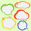 Set of paper speech bubbles with pins