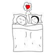 Vector: Sleeping couple in the bed Sleeping couple in the bed