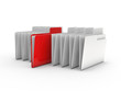 3d illustration of folder icons row with one selected