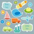 Set of elements for scrapbook for baby boy