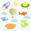 Set of air transport stickers