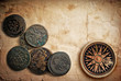Compass on the old paper background