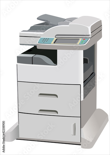 Vector: Professional multifunction printer isolated on white Professional multifunction printer isolated on white