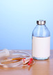 Bottle of intravenous antibiotics and plastic infusion set
